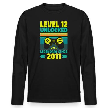 Level 12 Unlocked 2011 12th Birthday Gamer Gaming - Men's Premium Organic Long Sleeve Shirt - black - Front - Nico (187cm)
