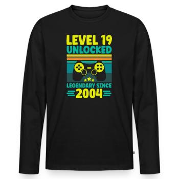 Level 19 Unlocked 2004 Zocken 19. Geburtstag Gamer - Männer Premium Bio Langarmshirt - Schwarz - Vorne - Nico (187cm)