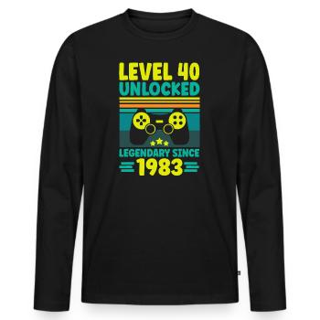 Niveau 40 débloqué 1983 Gaming 40th Birthday Gamer - T-shirt manches longues Premium bio Homme - noir - Devant - Nico (187cm)