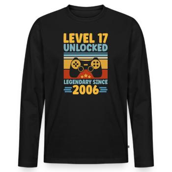 Level 17 Unlocked 2006 17th Birthday Gamer Gaming - Men's Premium Organic Long Sleeve Shirt - black - Front - Nico (187cm)