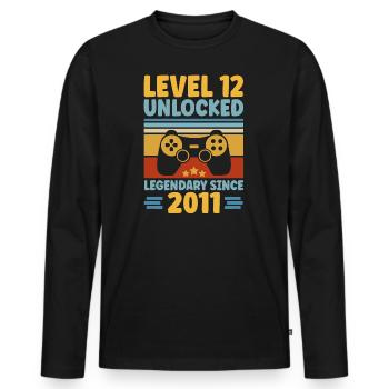 Level 12 Unlocked 2011 12th Birthday Gamer Gaming - Men's Premium Organic Long Sleeve Shirt - black - Front - Nico (187cm)