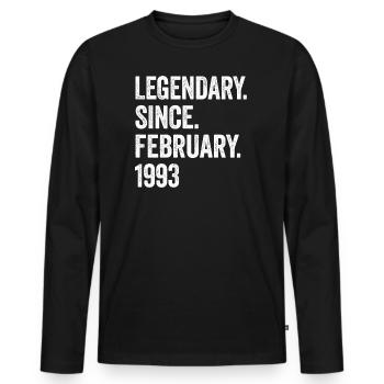 Legendary Since February 1993 30. Geburtstag - Männer Premium Bio Langarmshirt - Schwarz - Vorne - Nico (187cm)
