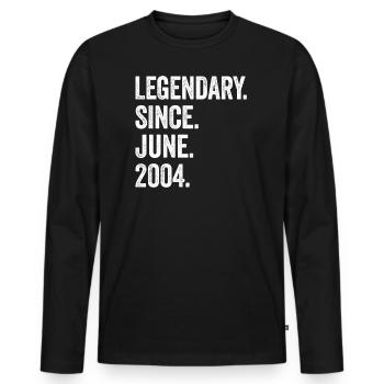 19e anniversaire 19 ans légendaires depuis juin 2004 - T-shirt manches longues Premium bio Homme - noir - Devant - Nico (187cm)