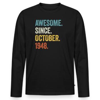 75 Years Awesome Since October 1948 75th Birthday - Men's Premium Organic Long Sleeve Shirt - black - Front - Nico (187cm)