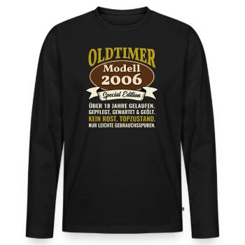18. Geburtstag Oldtimer Modell 2006 18 Jahre - Männer Premium Bio Langarmshirt - Schwarz - Vorne - Nico (187cm)