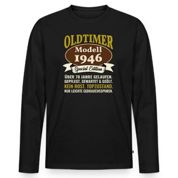 78e anniversaire Oldtimer modèle 1946 78 ans - T-shirt manches longues Premium bio Homme - noir - Devant - Nico (187cm)
