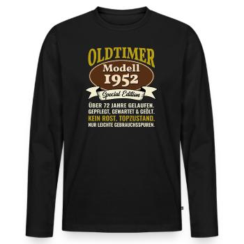 72e anniversaire voiture classique modèle 1952 72 ans - T-shirt manches longues Premium bio Homme - noir - Devant - Nico (187cm)
