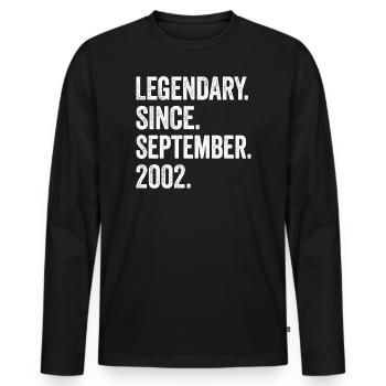 Legendary Since September 2002 22nd Birthday - Men's Premium Organic Long Sleeve Shirt - black - Front - Nico (187cm)