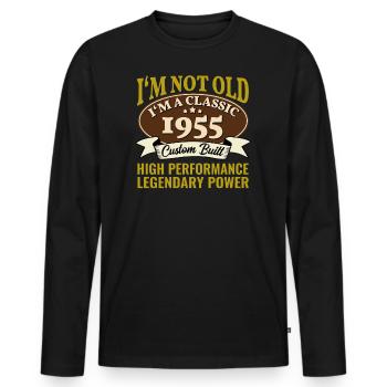70. Geburtstag Oldtimer Jahrgang 1955 70 Jahre - Männer Premium Bio Langarmshirt - Schwarz - Vorne - Nico (187cm)