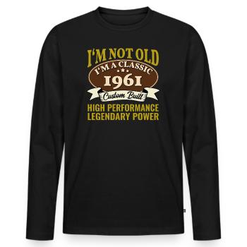 64e anniversaire Voiture classique Né en 1961 64 ans - T-shirt manches longues Premium bio Homme - noir - Devant - Nico (187cm)