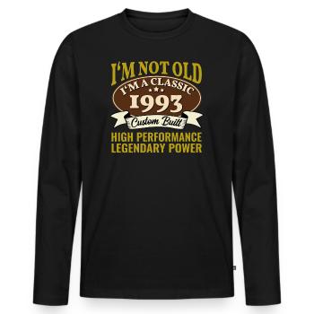 32. Geburtstag Oldtimer Jahrgang 1993 32 Jahre - Männer Premium Bio Langarmshirt - Schwarz - Vorne - Nico (187cm)