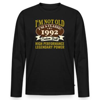 33e anniversaire Voiture classique Né en 1992 33 ans - T-shirt manches longues Premium bio Homme - noir - Devant - Nico (187cm)