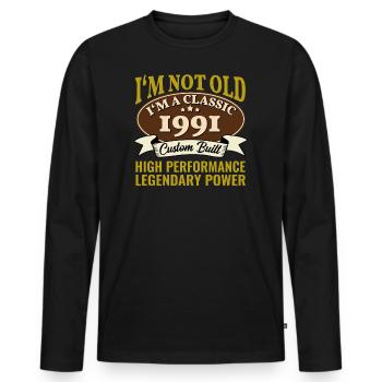 34e anniversaire Voiture classique Né en 1991 34 ans - T-shirt manches longues Premium bio Homme - noir - Devant - Nico (187cm)