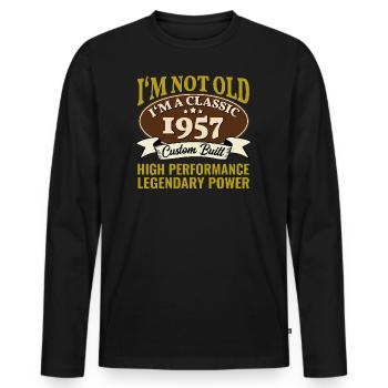 68. Geburtstag Oldtimer Jahrgang 1957 68 Jahre - Männer Premium Bio Langarmshirt - Schwarz - Vorne - Nico (187cm)