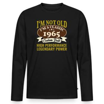60e anniversaire Voiture classique Né en 1965 60 ans - T-shirt manches longues Premium bio Homme - noir - Devant - Nico (187cm)