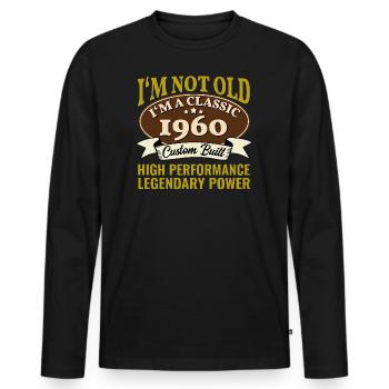 65e anniversaire Voiture classique Né en 1960 65 ans - T-shirt manches longues Premium bio Homme - noir - Devant - Nico (187cm)