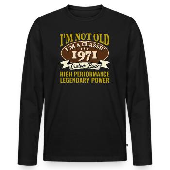 54e anniversaire Voiture classique Né en 1971 54 ans - T-shirt manches longues Premium bio Homme - noir - Devant - Nico (187cm)