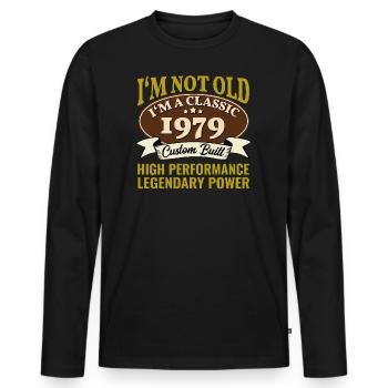 46e anniversaire Voiture classique Né en 1979 46 ans - T-shirt manches longues Premium bio Homme - noir - Devant - Nico (187cm)