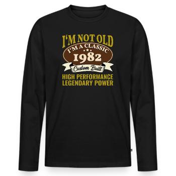 43e anniversaire Voiture classique Né en 1982 43 ans - T-shirt manches longues Premium bio Homme - noir - Devant - Nico (187cm)