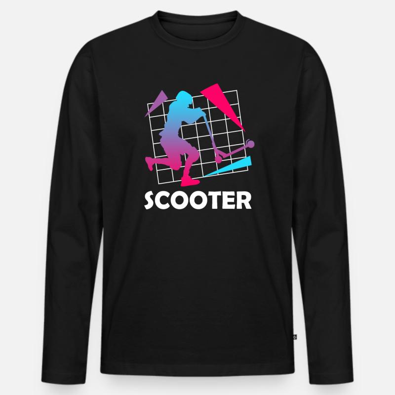 Scooter Spruch Skater Geschenk Kunst Zeichnung - Männer Premium Bio Langarmshirt - Schwarz