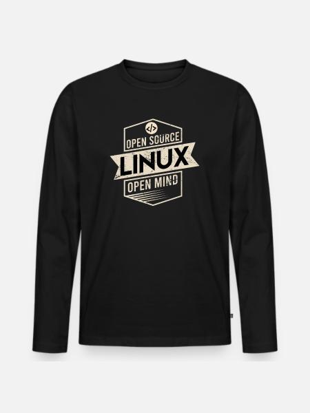 Open Source Open Mind Linux Betriebssystem - Männer Premium Bio Langarmshirt - Schwarz