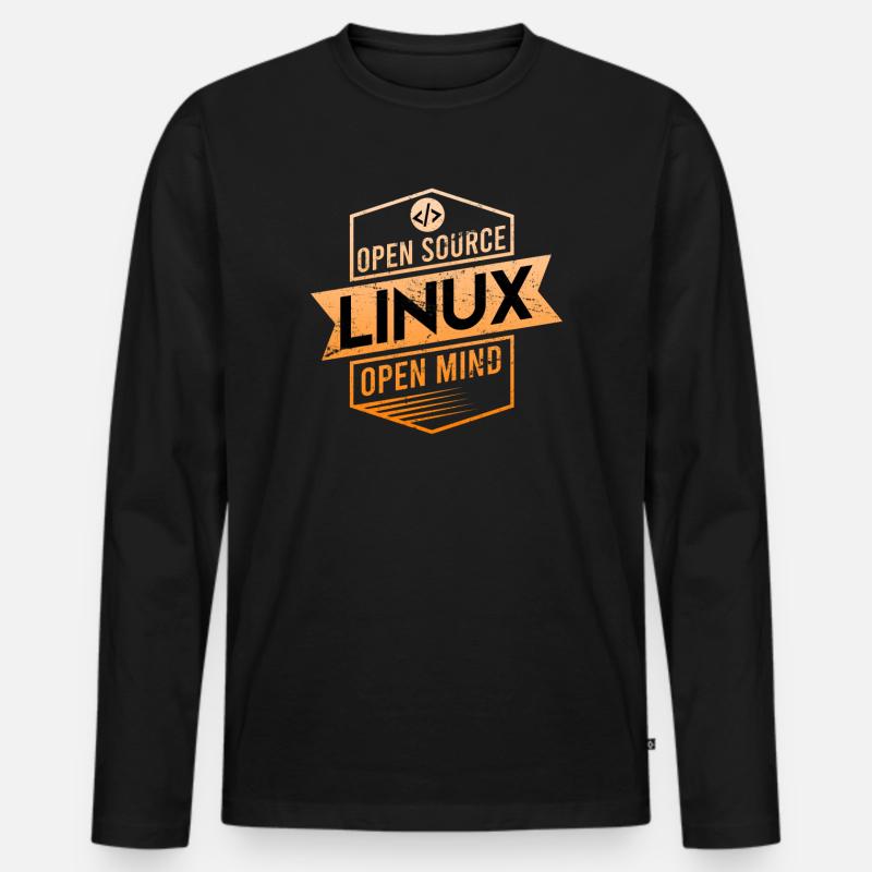 Système d’exploitation Open Source Open Mind Linux T-shirt manches longues Premium bio Homme