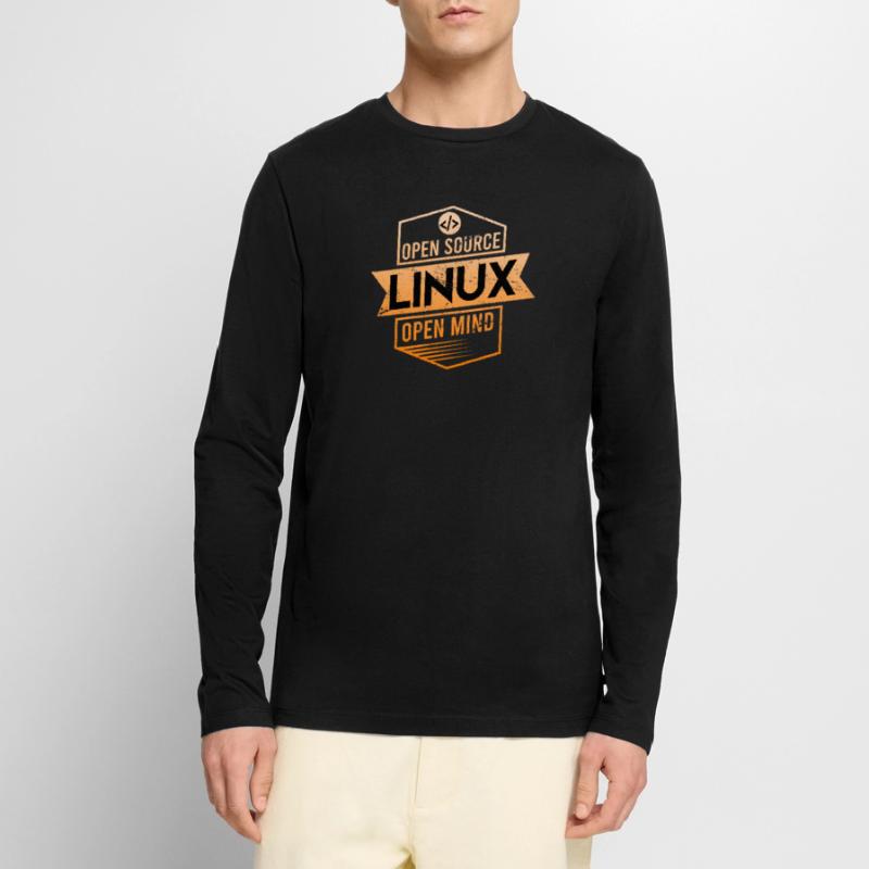 Système d’exploitation Open Source Open Mind Linux T-shirt manches longues Premium bio Homme