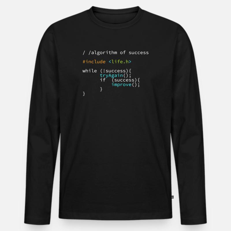 Développeur Programmeur succès Coder - T-shirt manches longues Premium bio Homme - noir