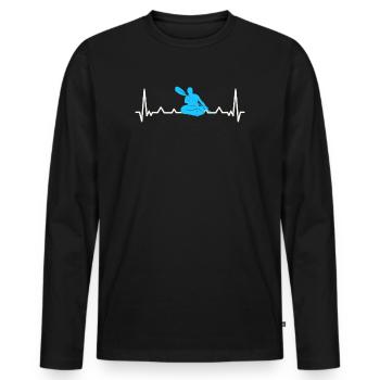 Kayak gift heartbeat heart rate heart rate line - Men's Premium Organic Long Sleeve Shirt - black - Front - Nico (187cm)