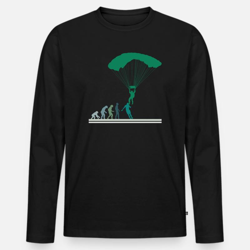 Fallschirmspringer Evolution Fallschirm Skydiving - Männer Premium Bio Langarmshirt - Schwarz