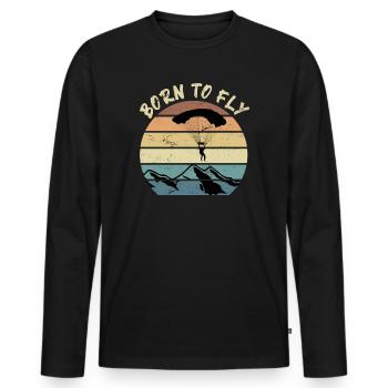Skydiver Sort Born to Fly Parachutistes - T-shirt manches longues Premium bio Homme - noir - Devant - Nico (187cm)