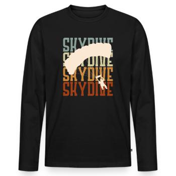 Skydiver Vintage Logo Parachutiste Retro - T-shirt manches longues Premium bio Homme - noir - Devant - Nico (187cm)