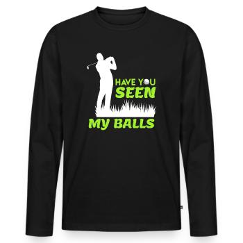 Golfer joke fun golf balls handicap - Men's Premium Organic Long Sleeve Shirt - black - Front - Nico (187cm)