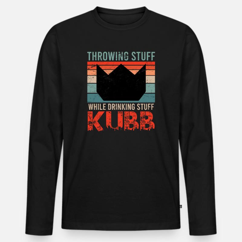 Wikingerschach Spruch Throwing Stuff Drinking - Männer Premium Bio Langarmshirt - Schwarz