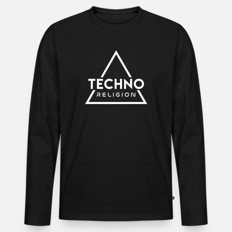 Hardtekk Hardtyle Techno Religion EDM Techno - Männer Premium Bio Langarmshirt - Schwarz