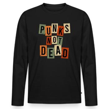 Punks not Dead Punk Rock Punker Retro Vintage - Männer Premium Bio Langarmshirt - Schwarz - Vorne - Nico (187cm)