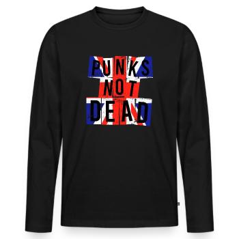Punks not dead Punker England Großbritannien - Männer Premium Bio Langarmshirt - Schwarz - Vorne - Nico (187cm)