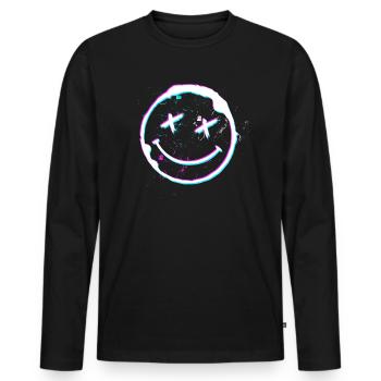 Techno Musik Psy Trance Acid Hardtekk - Männer Premium Bio Langarmshirt - Schwarz - Vorne - Nico (187cm)