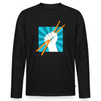 Drummer Drumsticks Batteur musicien Rocker - T-shirt manches longues Premium bio Homme - noir - Devant - Nico (187cm)