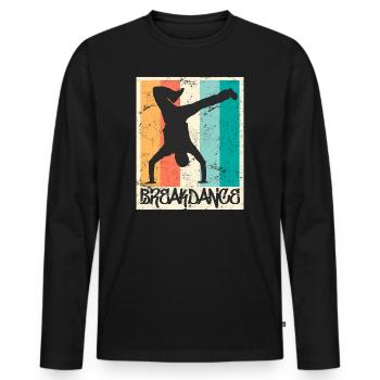 Breakdance Vintage B-Boy Breakdancer - Männer Premium Bio Langarmshirt - Schwarz - Vorne - Nico (187cm)