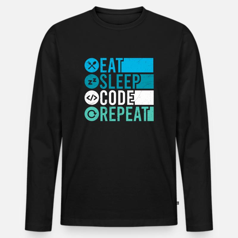 Eat Sleep Code Repeat Programmierer Software Männer Premium Bio Langarmshirt