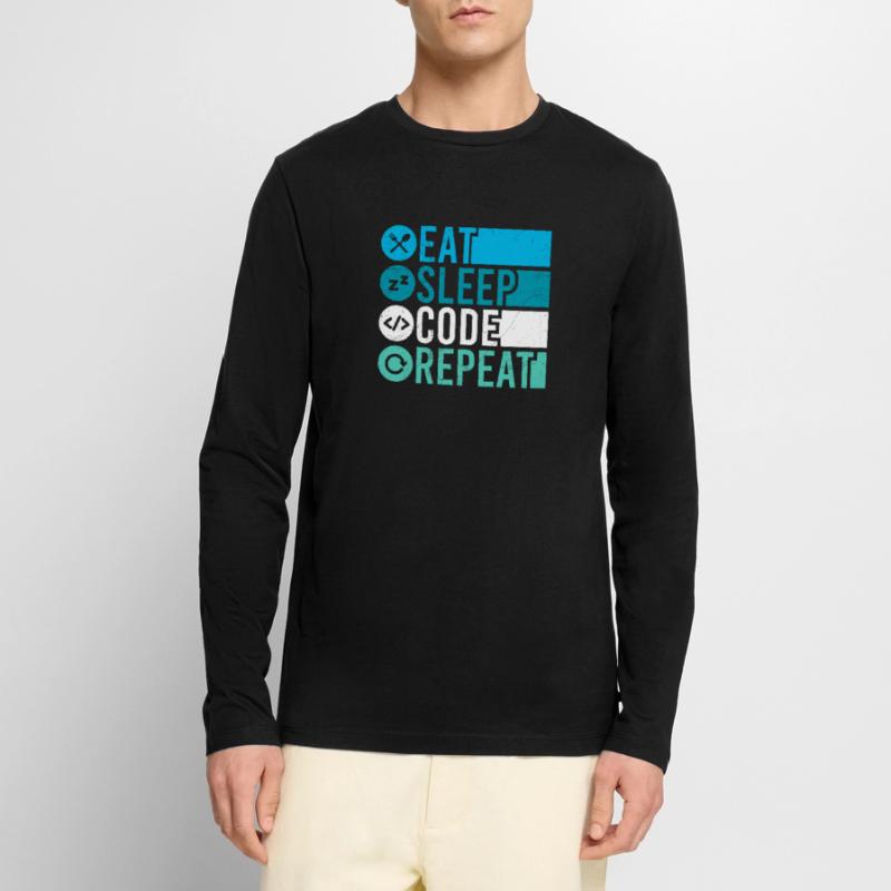 Eat Sleep Code Repeat Programmer Software Men's Premium Organic Long Sleeve Shirt