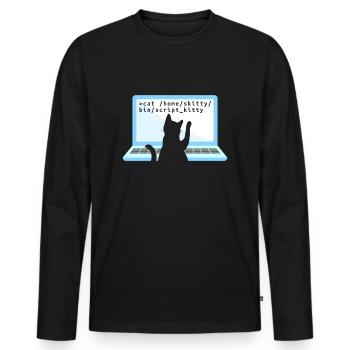 Chat comme codeur codeur propriétaire de chat - T-shirt manches longues Premium bio Homme - noir - Devant - Nico (187cm)