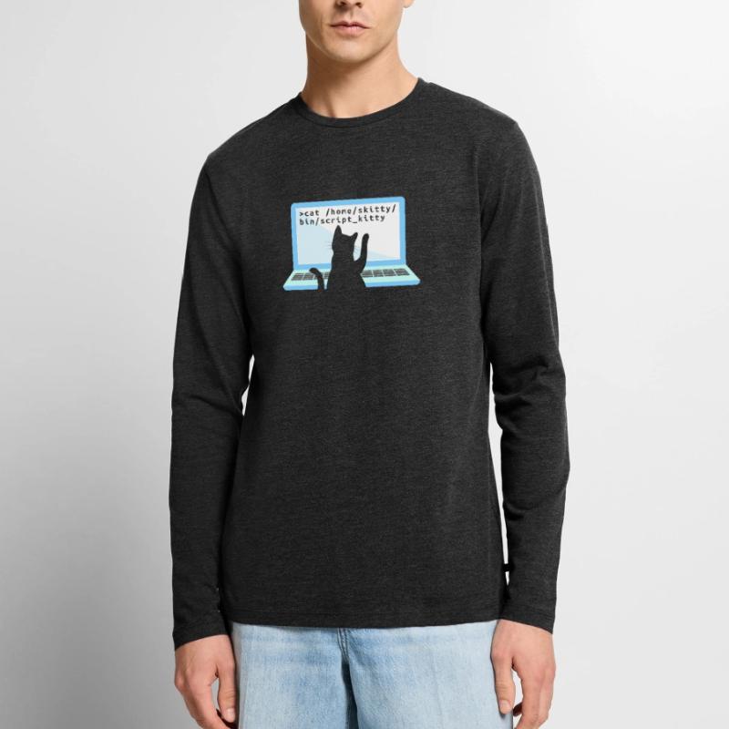 Katze als Programmierer Coder Katzenbesitzer Männer Premium Bio Langarmshirt