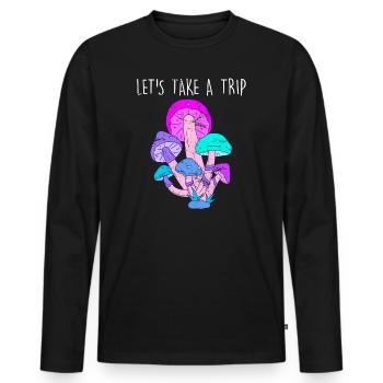 Techno Party Drogen LSD Pilze Acid Musik Festival - Männer Premium Bio Langarmshirt - Schwarz - Vorne - Nico (187cm)