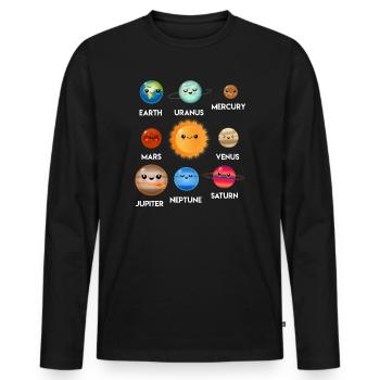 Sonnensystem Planeten - Männer Premium Bio Langarmshirt - Schwarz - Vorne - Nico (187cm)