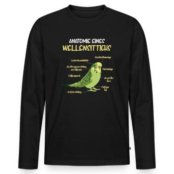 Anatomie eines Wellensittichs Vogel Sittich - Männer Premium Bio Langarmshirt - Schwarz - Vorne - Nico (187cm)