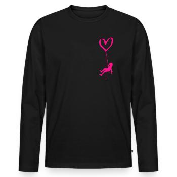 Kletter Herz Felsklettern Freiklettern Vorstieg - Männer Premium Bio Langarmshirt - Schwarz - Vorne - Nico (187cm)