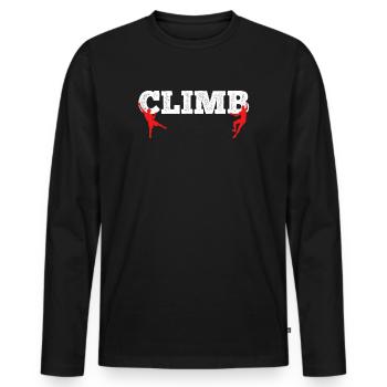 Felsklettern Boulder Kletterer Freiklettern - Männer Premium Bio Langarmshirt - Schwarz - Vorne - Nico (187cm)