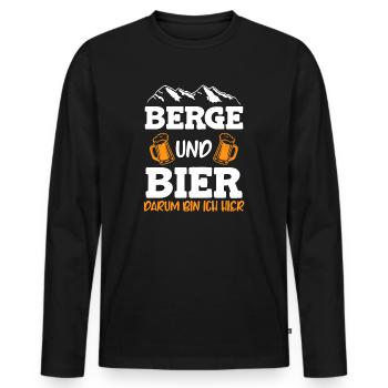 Berge und Bier darum bin ich hier Snowboard - Männer Premium Bio Langarmshirt - Schwarz - Vorne - Nico (187cm)